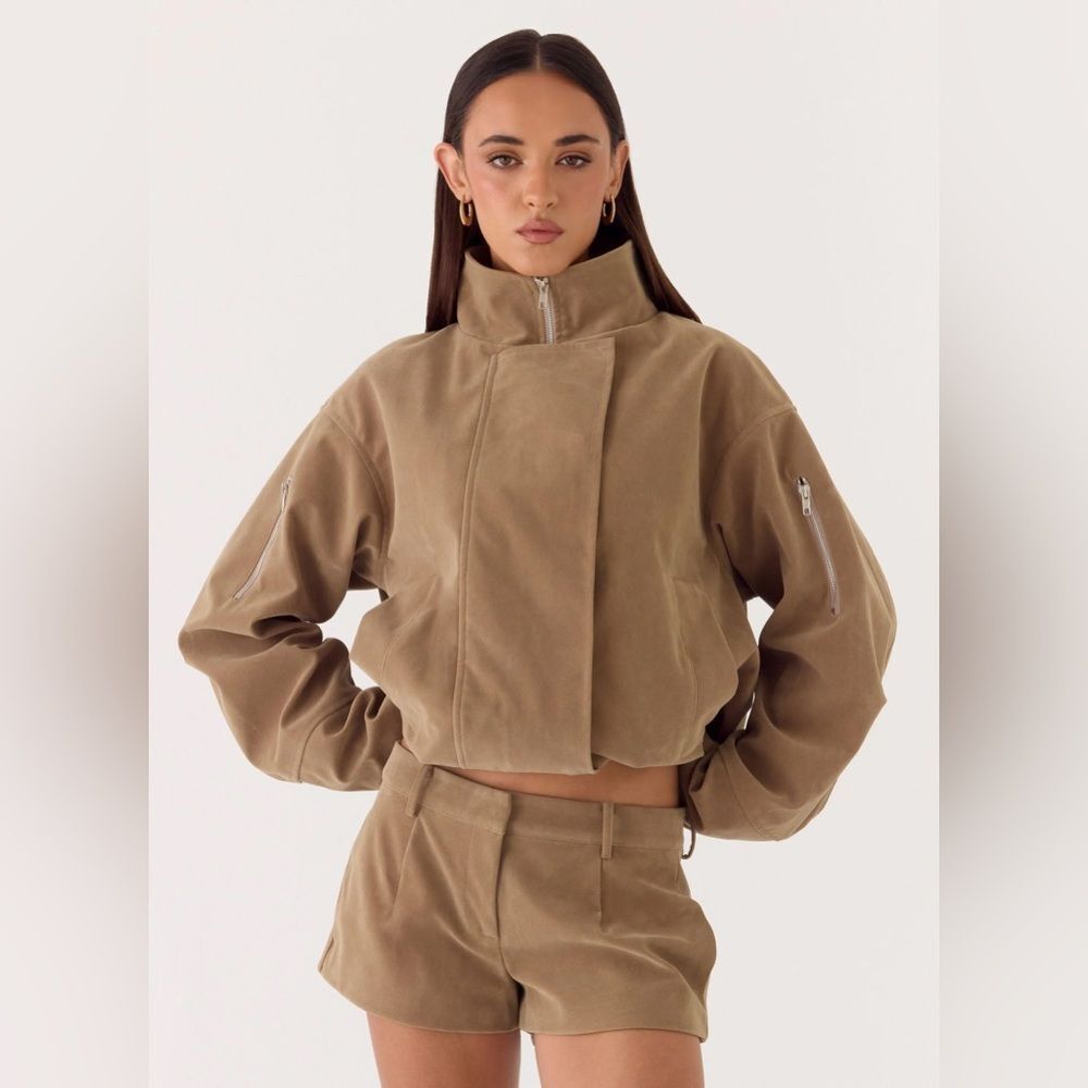 NWT Peppermayo Marlow Faux Suede Jacket - Taupe